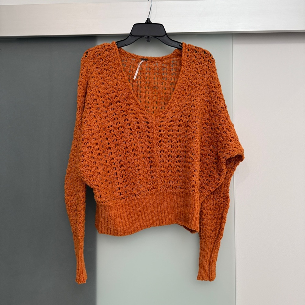 Free People Cozy Orange Knit Sweater